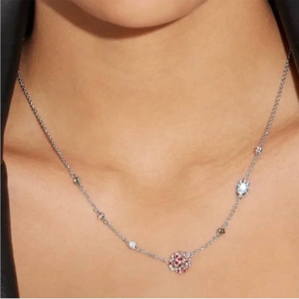 Coach Silver and Red Crystal Necklace